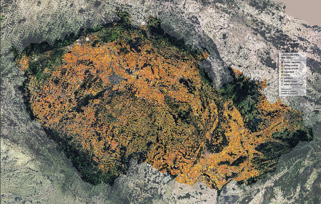 A national crop-type map of Czechia assembled from 2015 Sentinel and Landsat observations.
